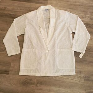 Vintage Deadstock Womens Eyelet Lace Summer Blazer Sz XL 1970s Cottage Boho